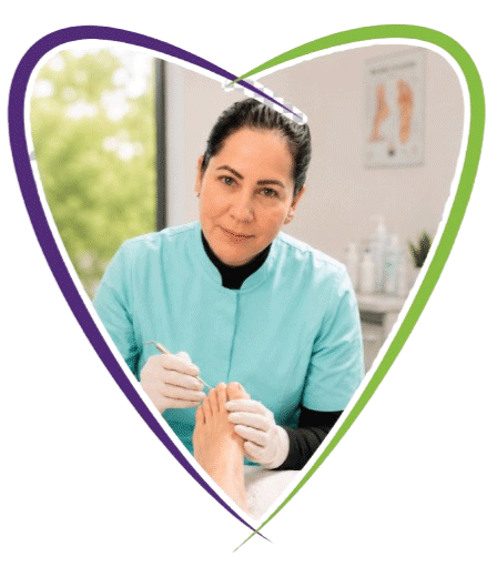 Nurse sharing foot care education with a client